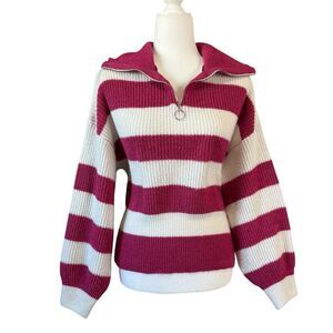 ASOS Design Pink and White Rugby Striped Women's Sweater Size 4 Preppy